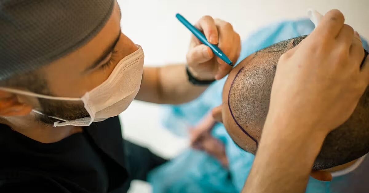 docteur avec patient greffe capillaire